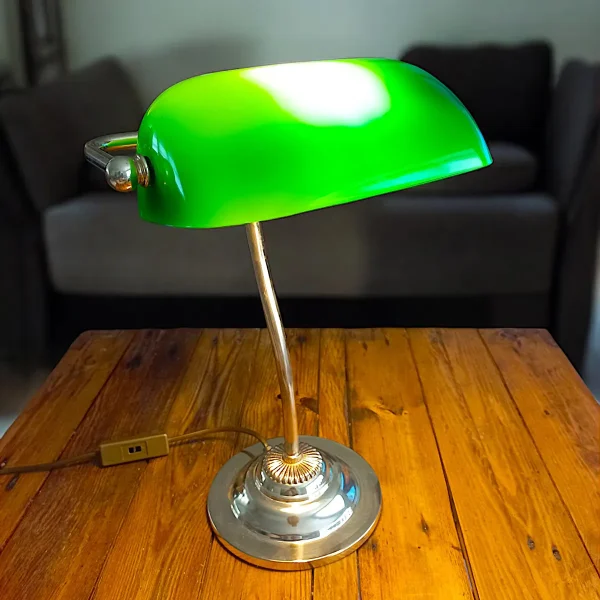 Klassisk bank bordlampe i glas og messing fra Massive - Image 2