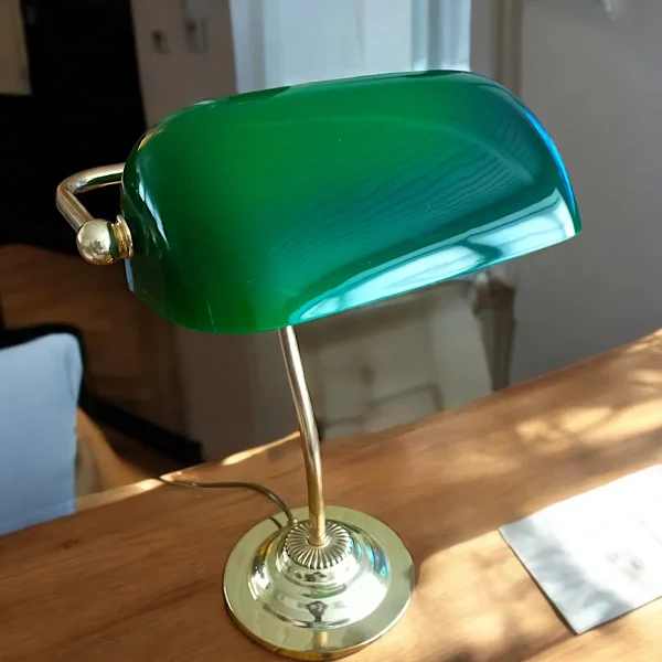 Klassisk bank bordlampe i glas og messing fra Massive - Image 5