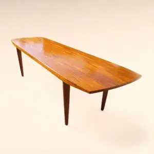 Teak sofabord med tilspidsede ben - dansk design fra 1950-60erne