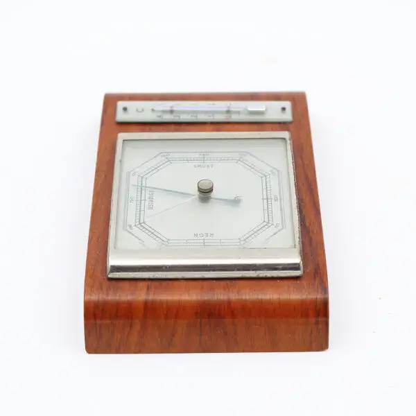 Teak Art deco vejrstation med barometer og termometer - Image 4