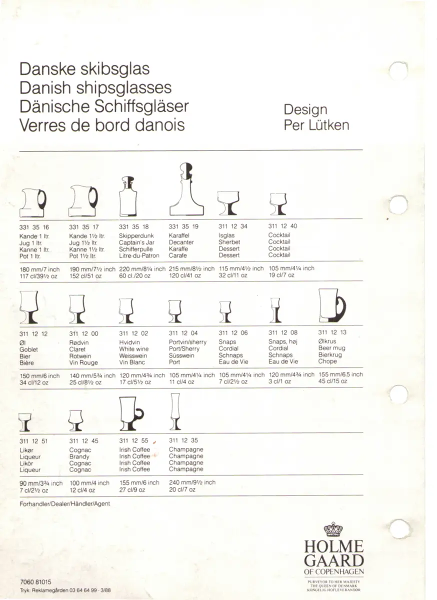 Skibsglas Holmegaard katalog