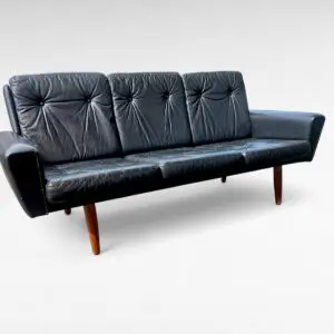 Elegant 3-personers lædersofa fra 1960'erne – dansk møbelhåndværk