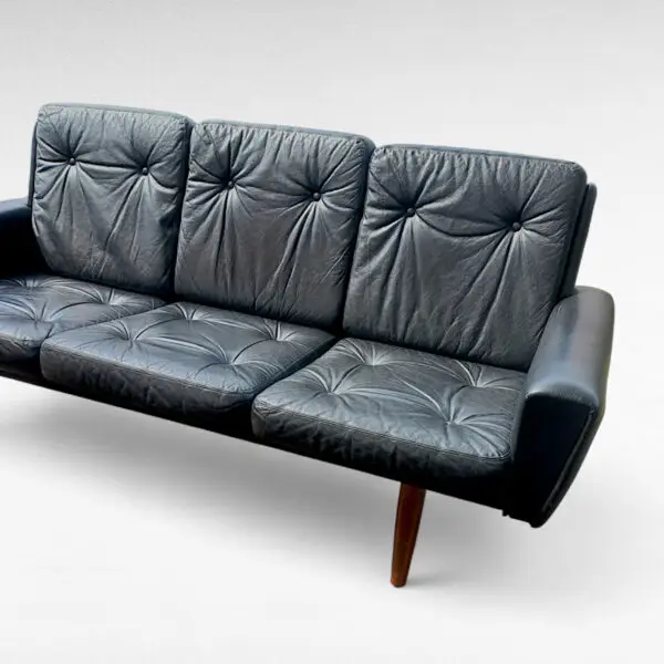 Elegant 3-personers lædersofa fra 1960'erne – dansk møbelhåndværk - Billede 3