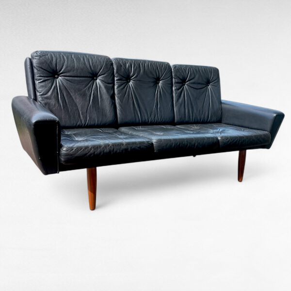 Elegant 3-personers lædersofa fra 1960'erne – dansk møbelhåndværk - Billede 5