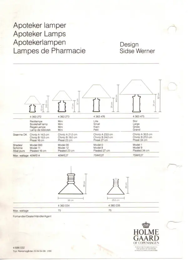 Stor Holmegaard Apotekerlampe – design af Sidse Werner, 1984 - Billede 10