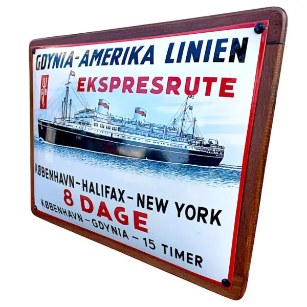 Gdynia-Amerika Linien – Porcelænsemaljeskilt (Replica, 1930’er stil) - Billede 3
