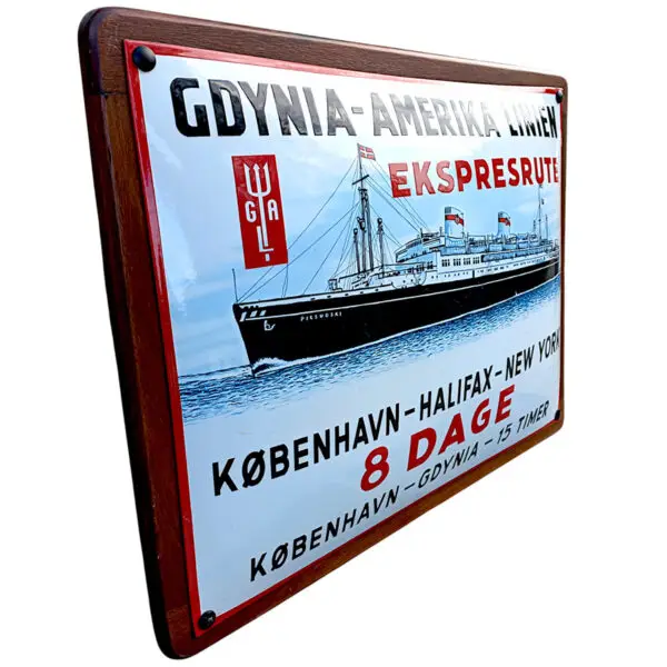 Gdynia-Amerika Linien – Porcelænsemaljeskilt (Replica, 1930’er stil) - Billede 4