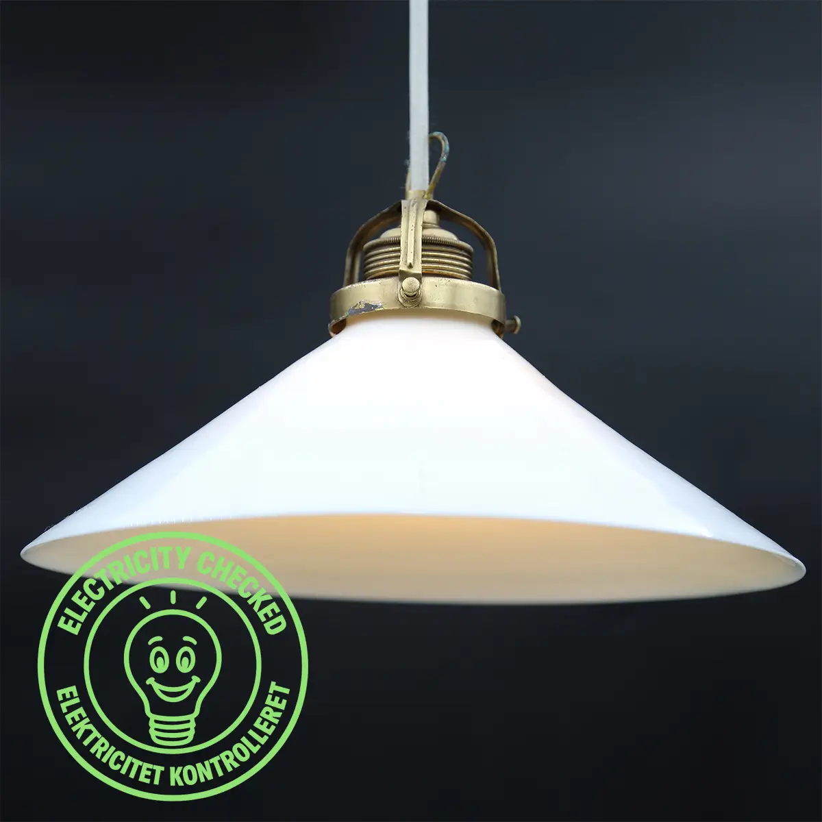 Klassisk opalglas skomagerlampe – 1930/40’erne - Billede 7