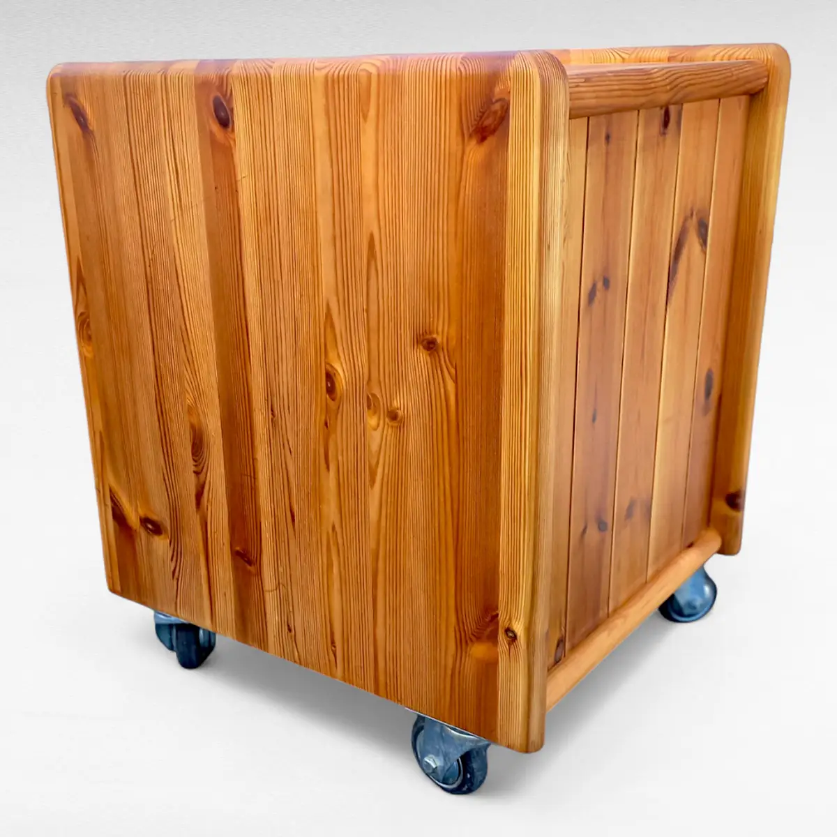 Skuffemøbel i massivt fyrretræ på hjul fra 1970/80’erne - Billede 3