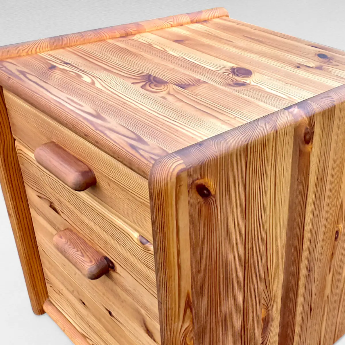 Skuffemøbel i massivt fyrretræ på hjul fra 1970/80’erne - Billede 6