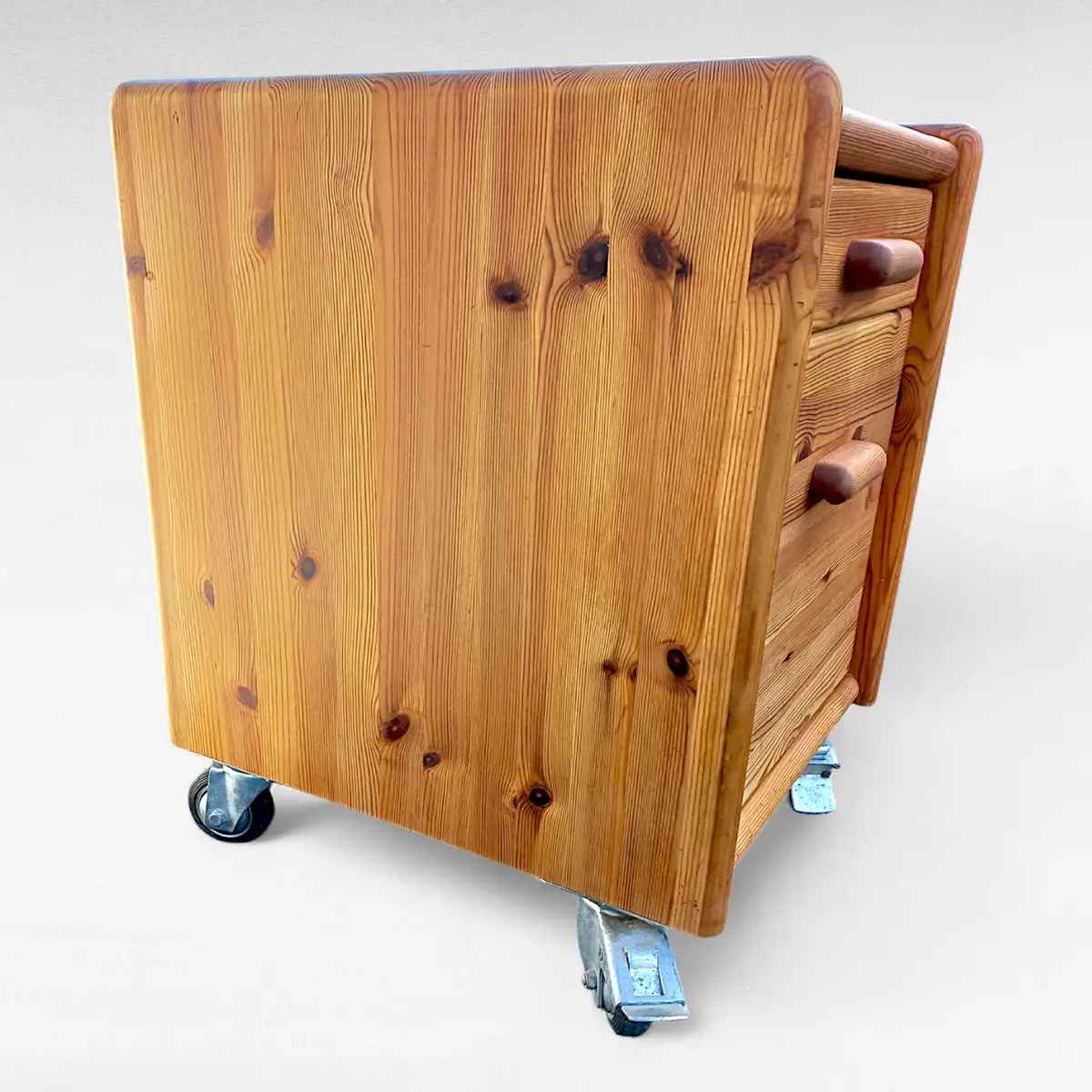 Skuffemøbel i massivt fyrretræ på hjul fra 1970/80’erne - Billede 7