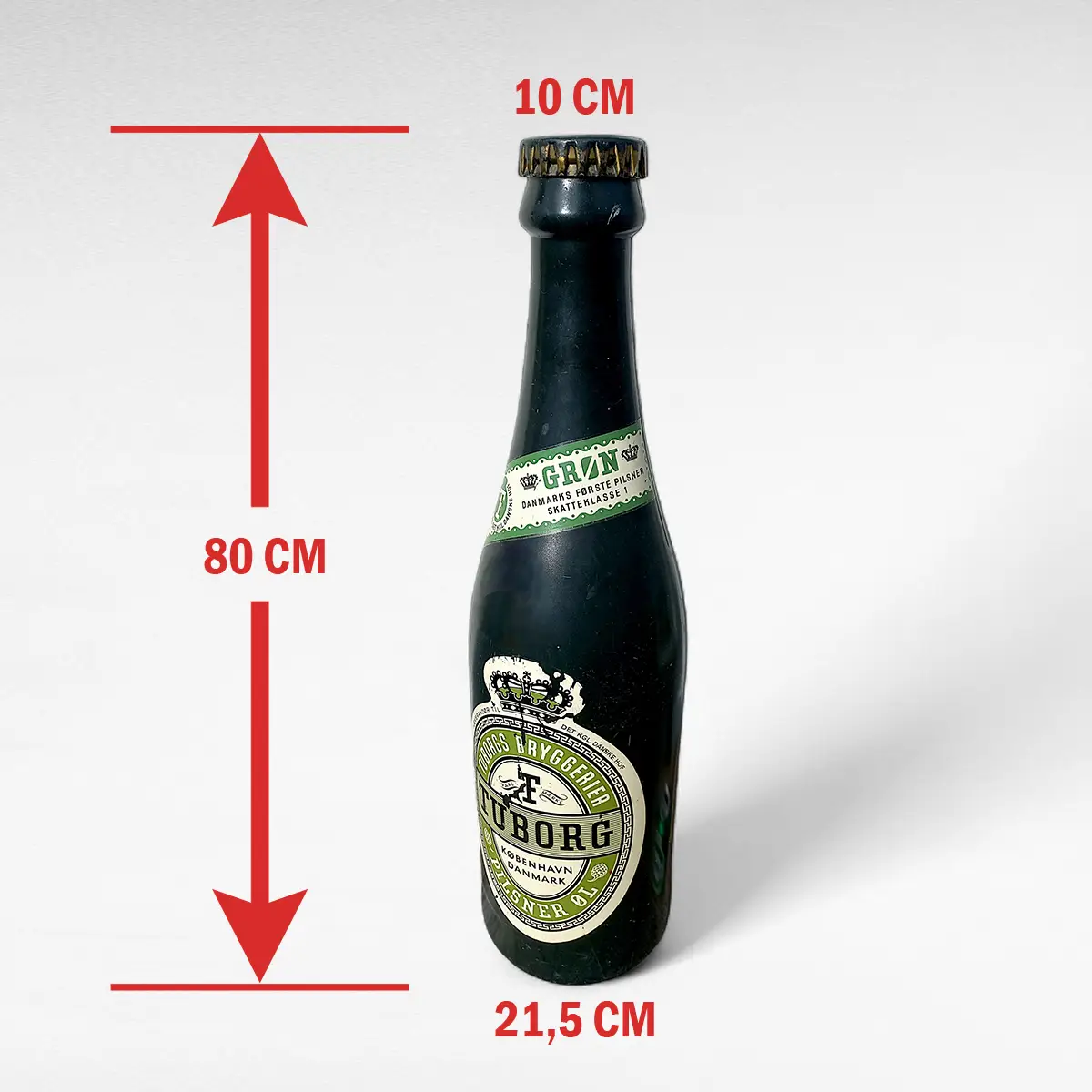 Tuborg Grøn – stor reklameflaske (butiksdisplay), plast, ca. 80 cm - Billede 3