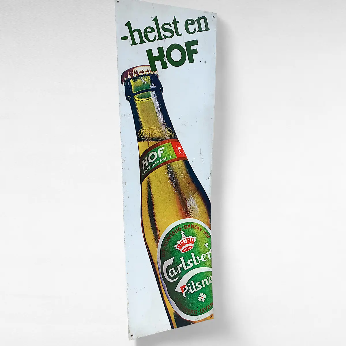 Vintage Carlsberg Hof metalskilt – “helst en HOF” - Billede 2