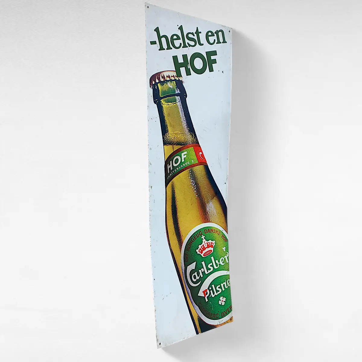 Vintage Carlsberg Hof metalskilt – “helst en HOF” - Billede 6