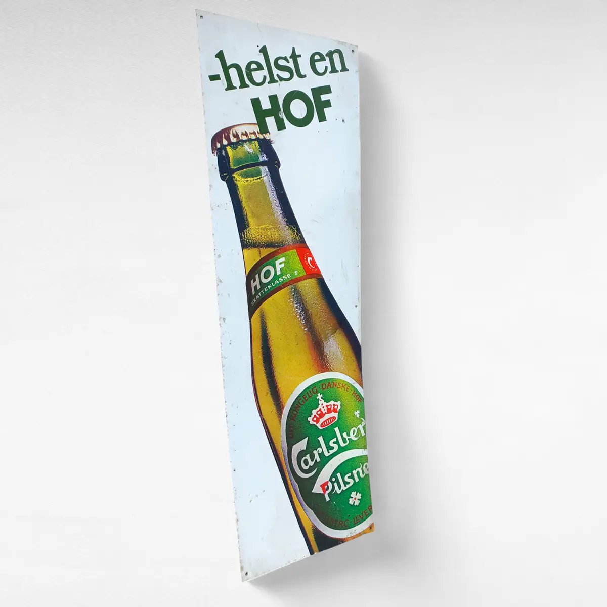 Vintage Carlsberg Hof metalskilt – “helst en HOF” - Billede 8