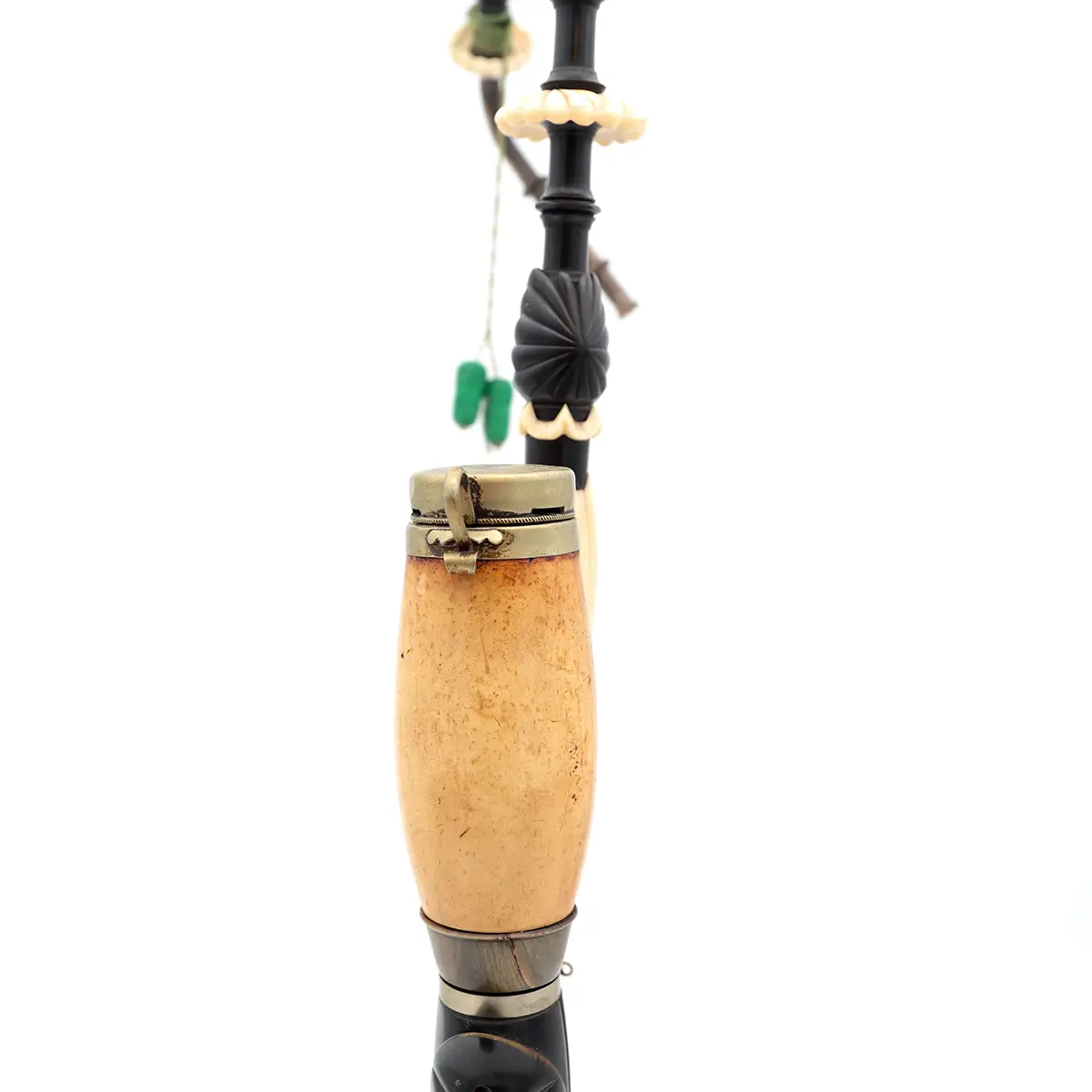 Antik Alpepibe med mærskumshoved og udskårne horn- og bendetaljer – ca. 1880–1915 - Billede 2