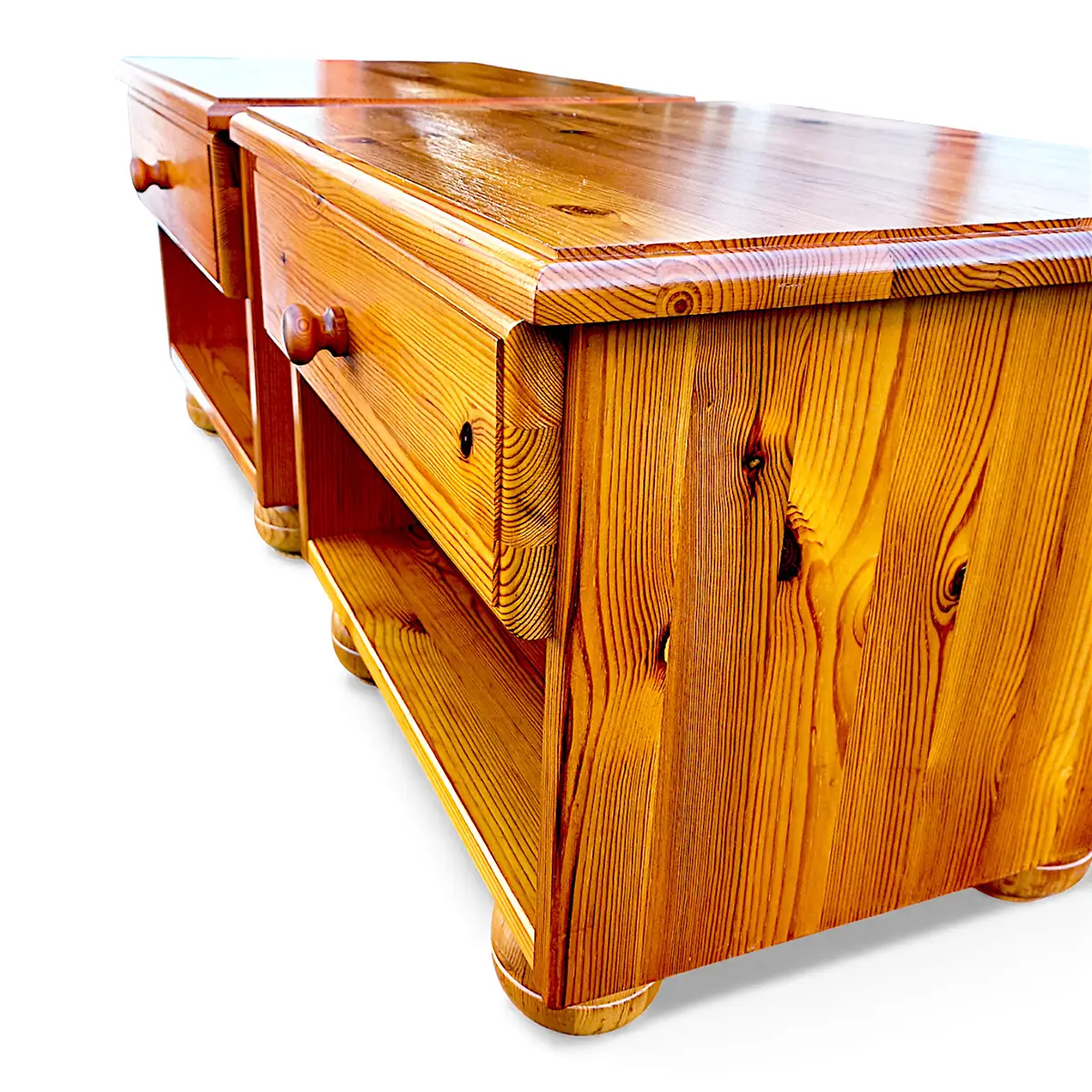 Sengeborde i massivt fyrretræ – sæt af 2 – dansk, 1900-tallets anden halvdel - Billede 7