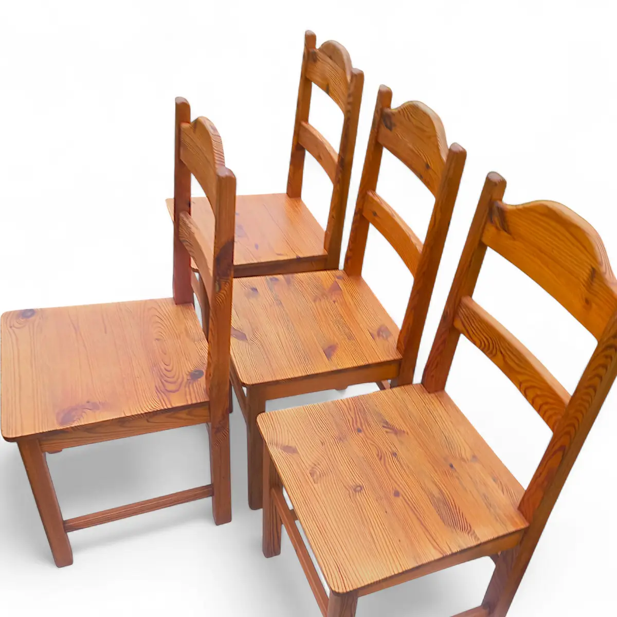 Sæt med 4 vintage fyrretræsstole – dansk 1970’er hytte-stil - Billede 6