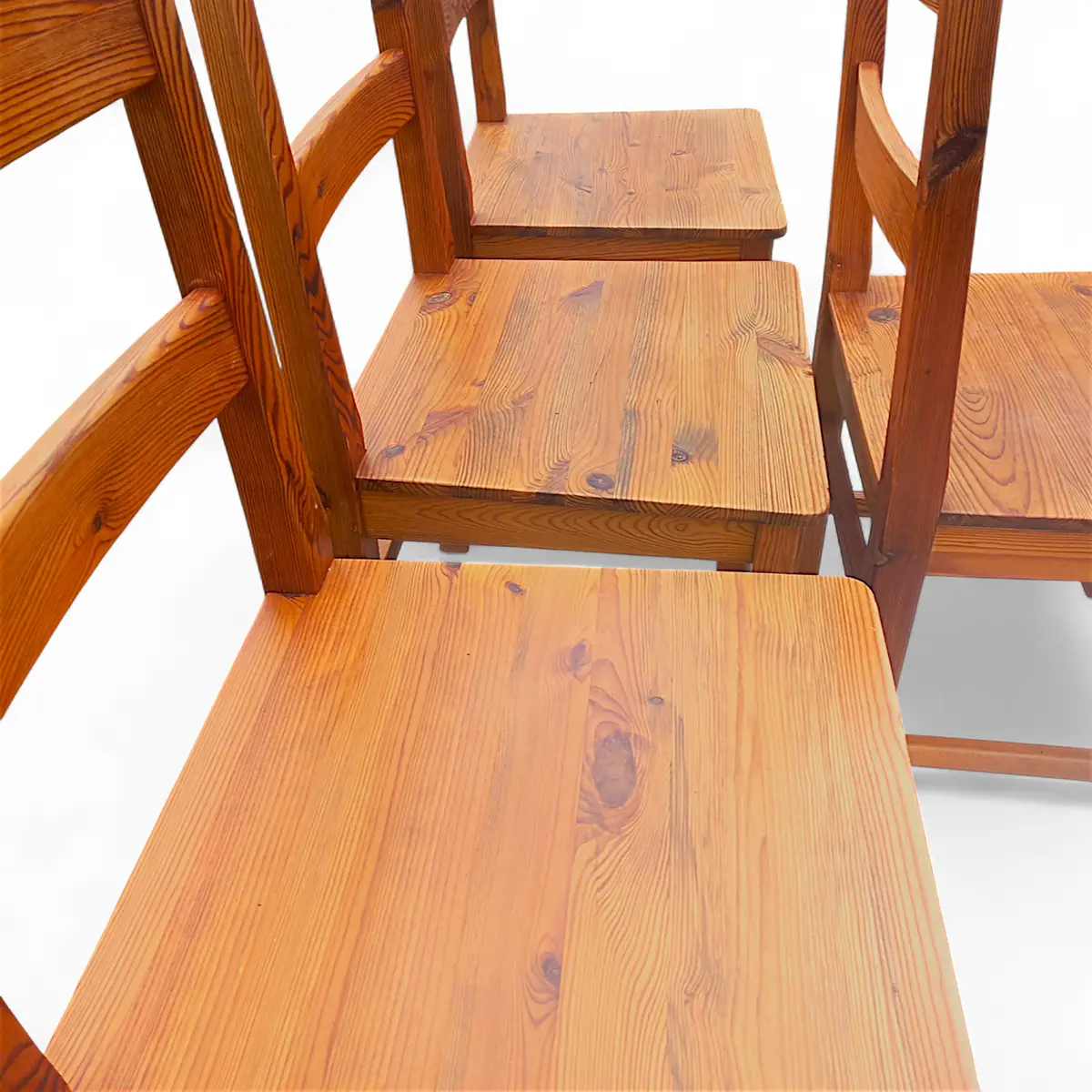 Sæt med 4 vintage fyrretræsstole – dansk 1970’er hytte-stil - Billede 3