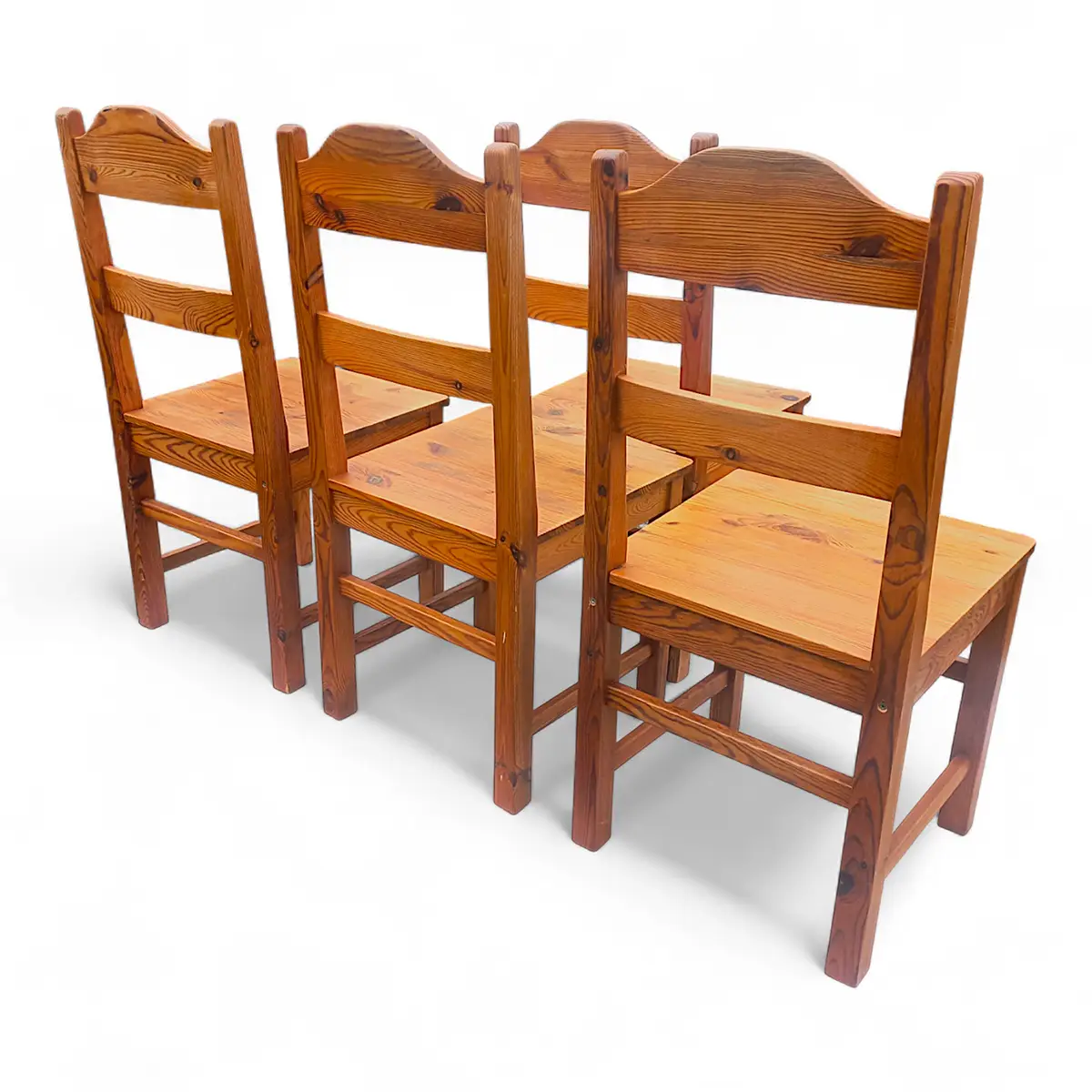 Sæt med 4 vintage fyrretræsstole – dansk 1970’er hytte-stil - Billede 4