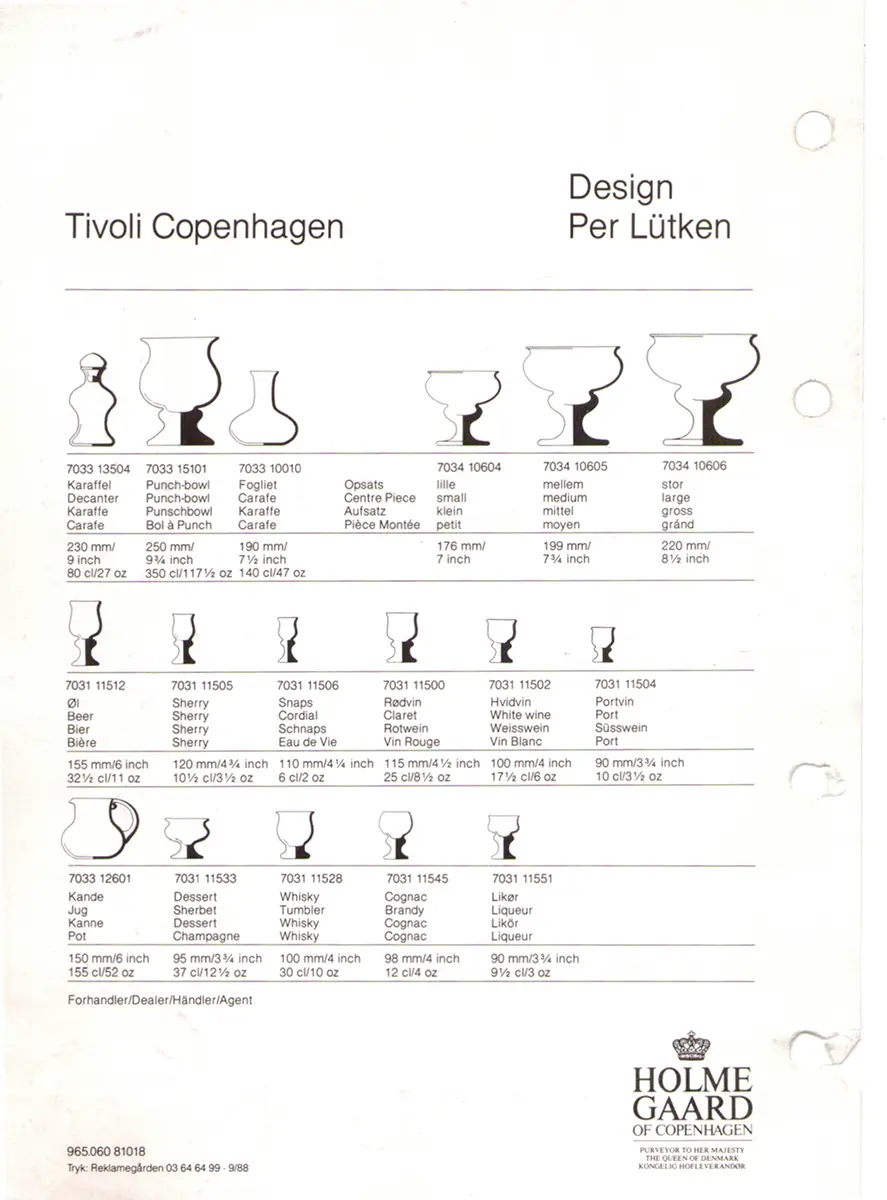 Per Lütken Tivoli Copenhagen hvidvinsglas – Holmegaard design 1968–1990 - Billede 7