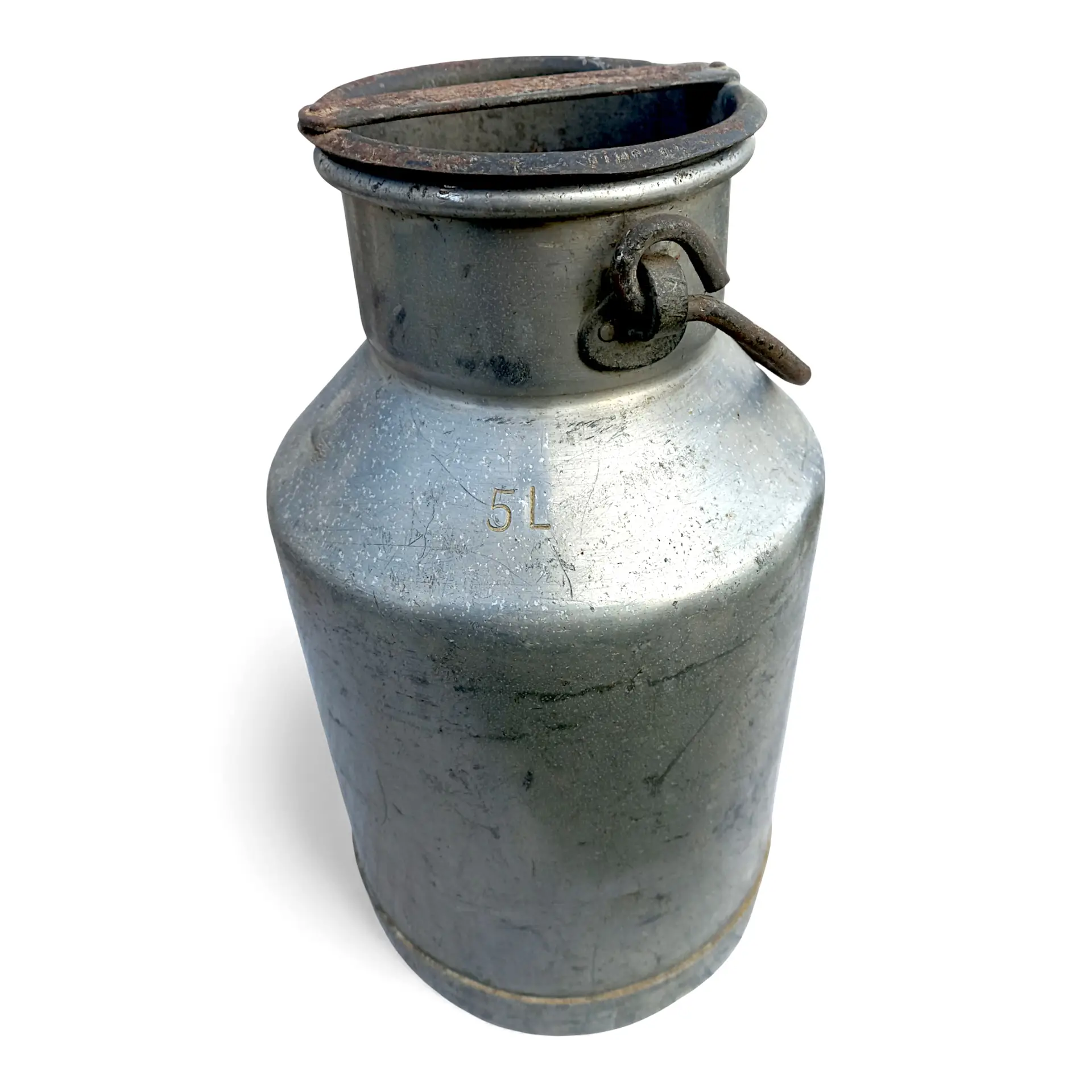 Gammel 5 liters mælkejunge i aluminium – brugt på danske gårde i midten af sidste århundrede - Billede 6