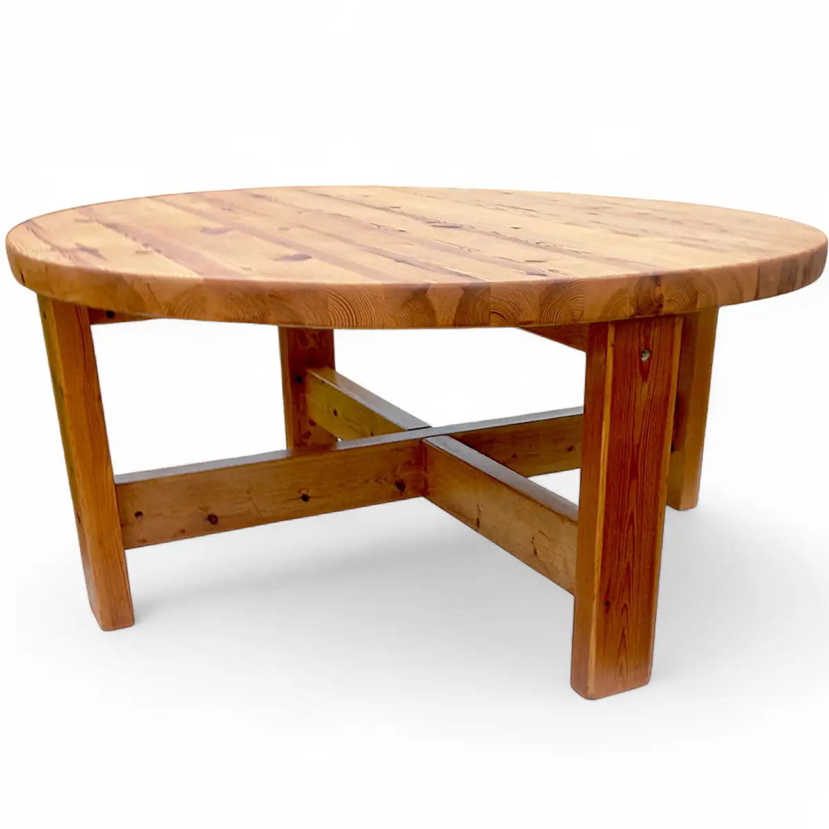Rundt sofabord i massivt fyrretræ, Danmark, 1970’erne - Billede 4