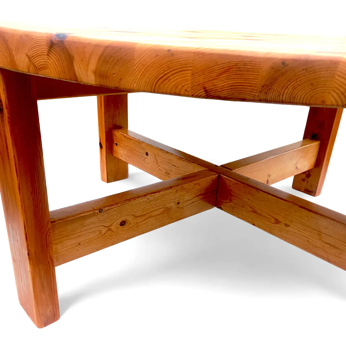 Rundt sofabord i massivt fyrretræ, Danmark, 1970’erne - Billede 2