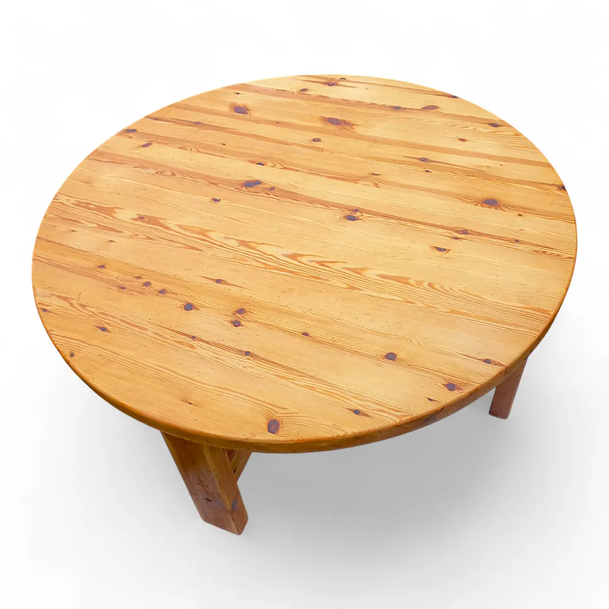 Rundt sofabord i massivt fyrretræ, Danmark, 1970’erne - Billede 3