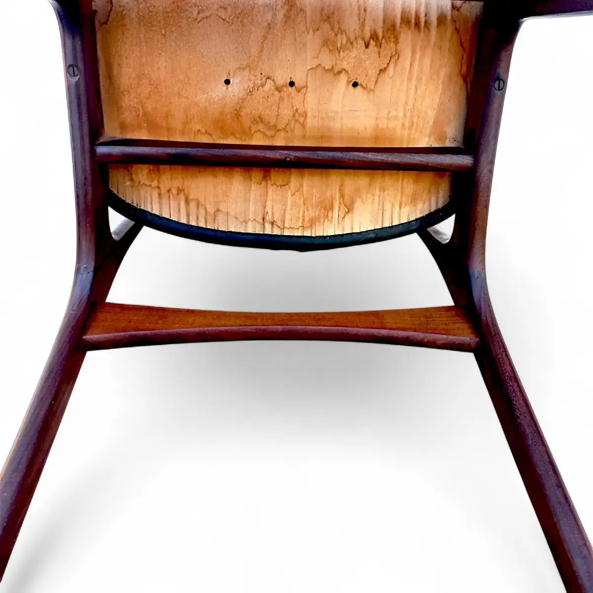 Et par vintage spisebordsstole i teak med sort kunstlæder polstring – Danmark, ca. 1960–65 - Billede 12