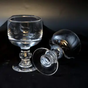 Mundblæste antikke øl- og frokostglas med balusterstilk – sæt á 2 stk.