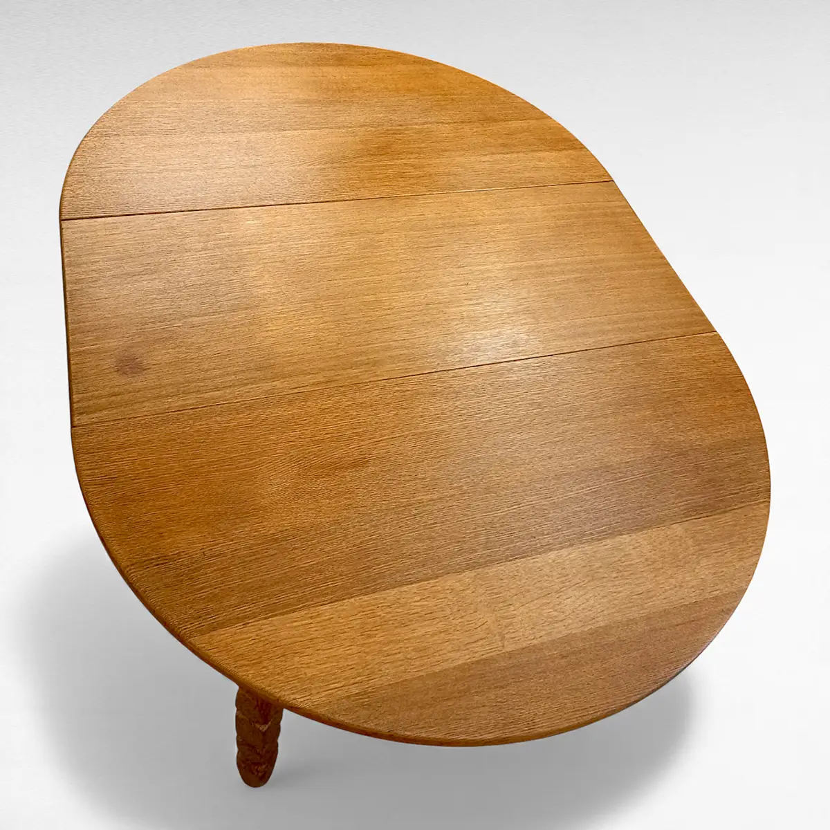 Rundt spisebord i eg – dansk mid-century Henning Kærnulf stil, inkl. tillægsplade - Billede 6