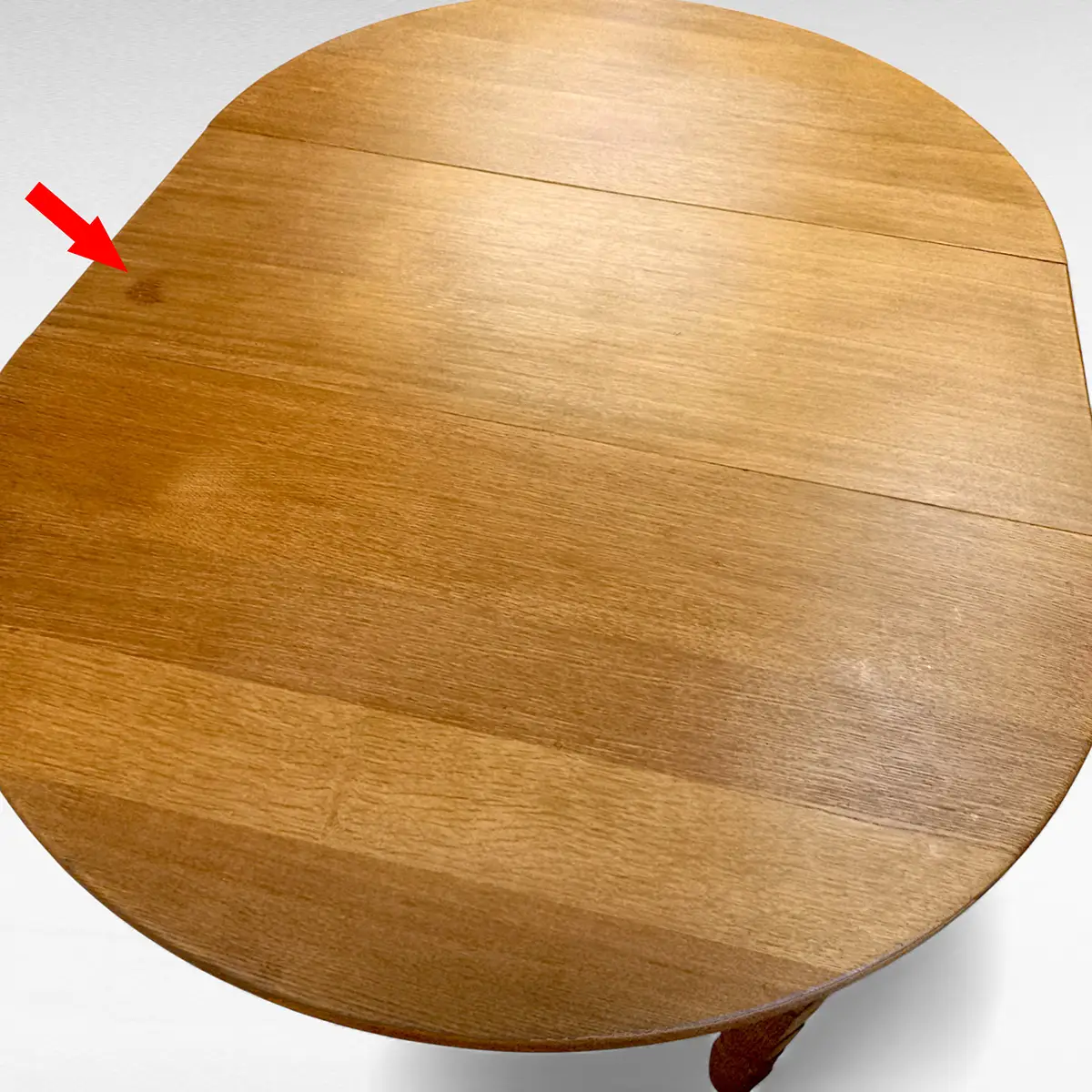 Rundt spisebord i eg – dansk mid-century Henning Kærnulf stil, inkl. tillægsplade - Billede 8