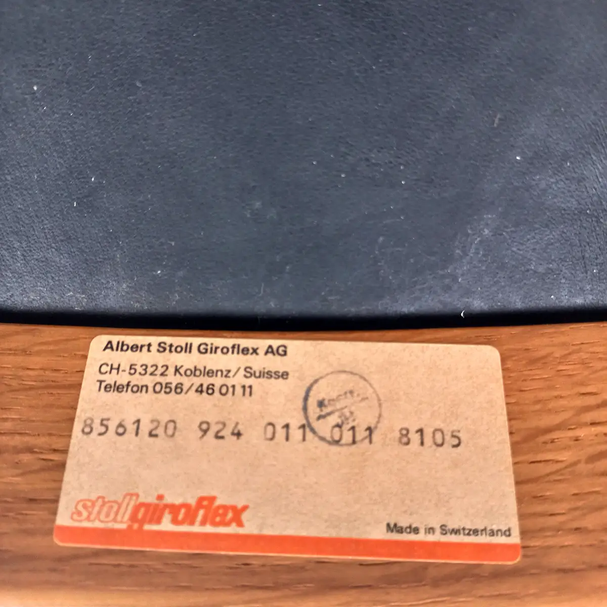 Stoll Giroflex kontorstol i egetræ og sort læder – Schweizisk designklassiker - Billede 8