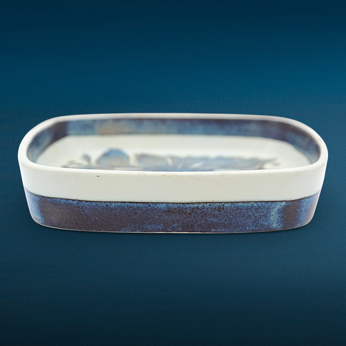 Royal Copenhagen firkantet fajancefad – blå dekoration, design 429/2883 - Billede 3