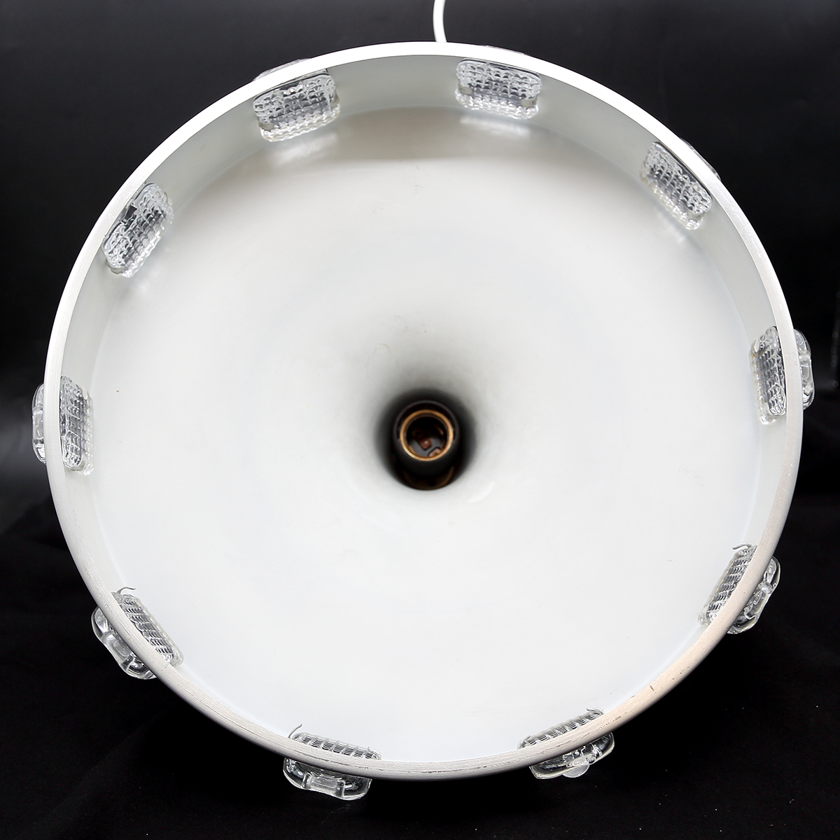 Skandinavisk space age pendel i aluminium med glasdetaljer | ca. 1960–70 - Billede 2