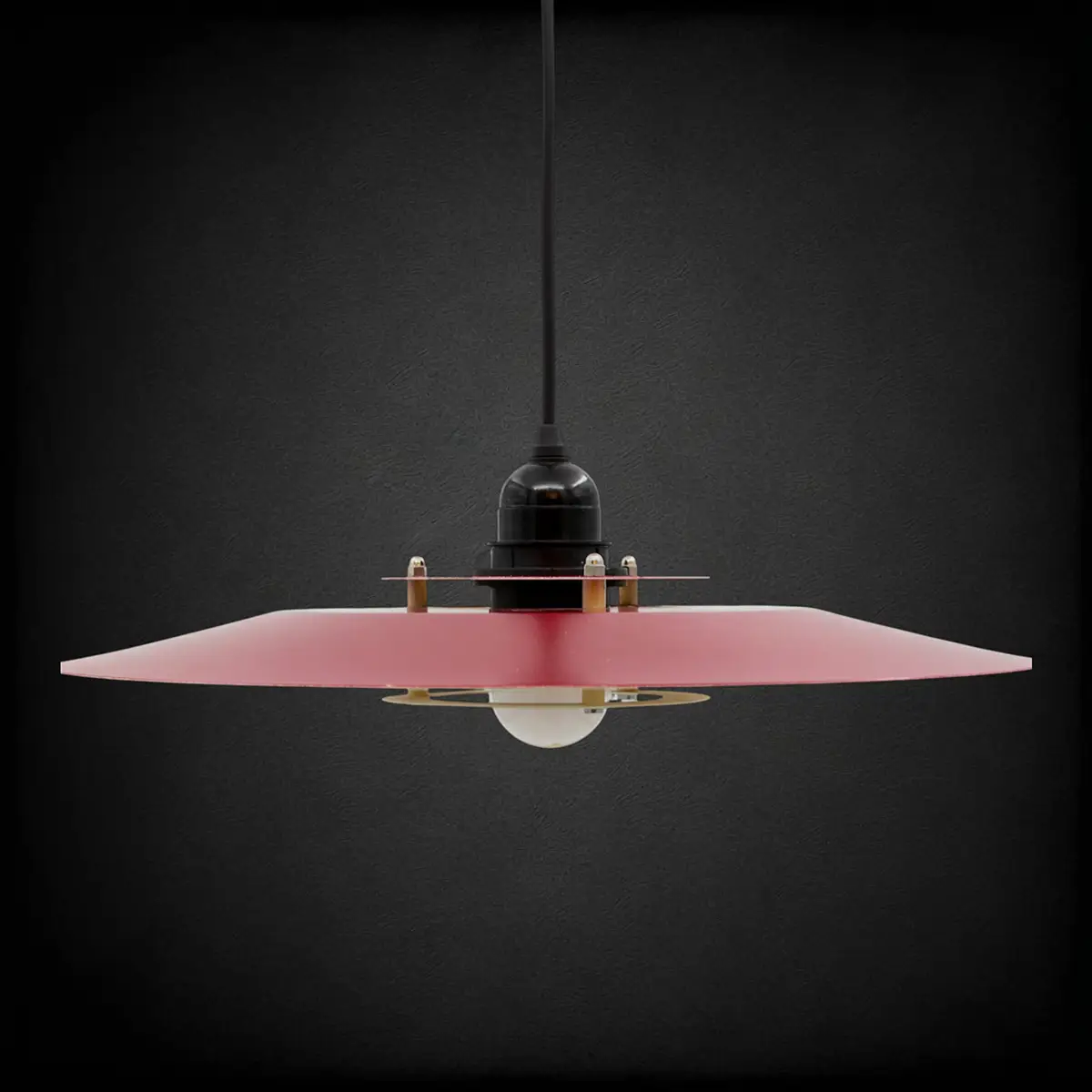 1970’er Hybrid Loftpendel – Skandinavisk Genbrug i Rød Metal Ø36 cm - Billede 5