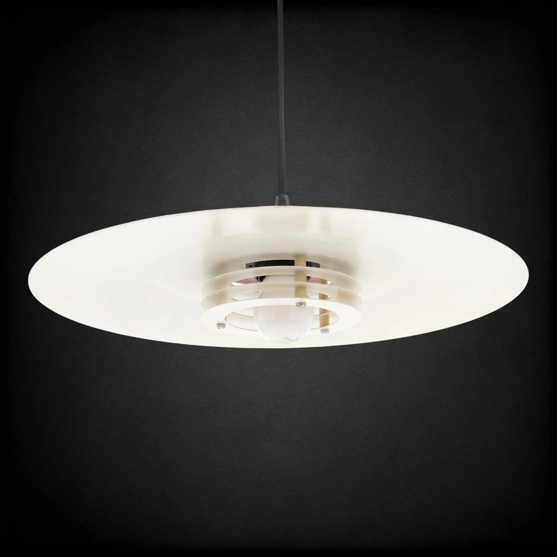 1970’er Hybrid Loftpendel – Skandinavisk Genbrug i Rød Metal Ø36 cm - Billede 6