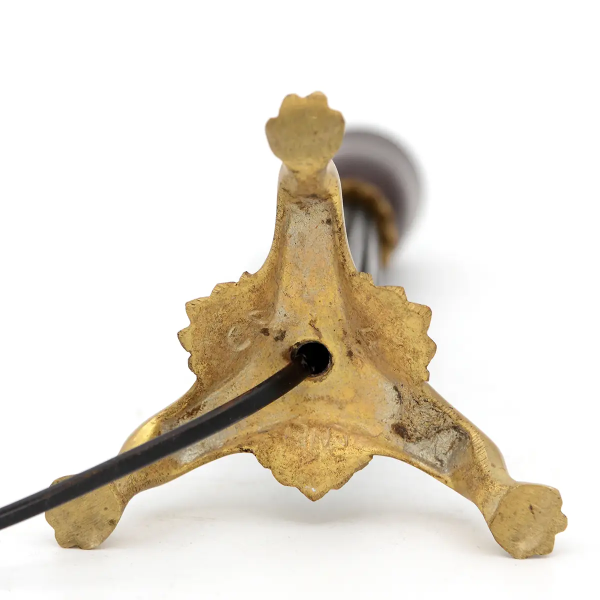 Sort & forgyldt bordlampe med trekløverfod – ca. 1940–60 - Billede 8