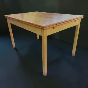 Dansk udtræksbord i eg og teak fra Næstved Møbelfabrik med hollandsk udtræk og smuk patina