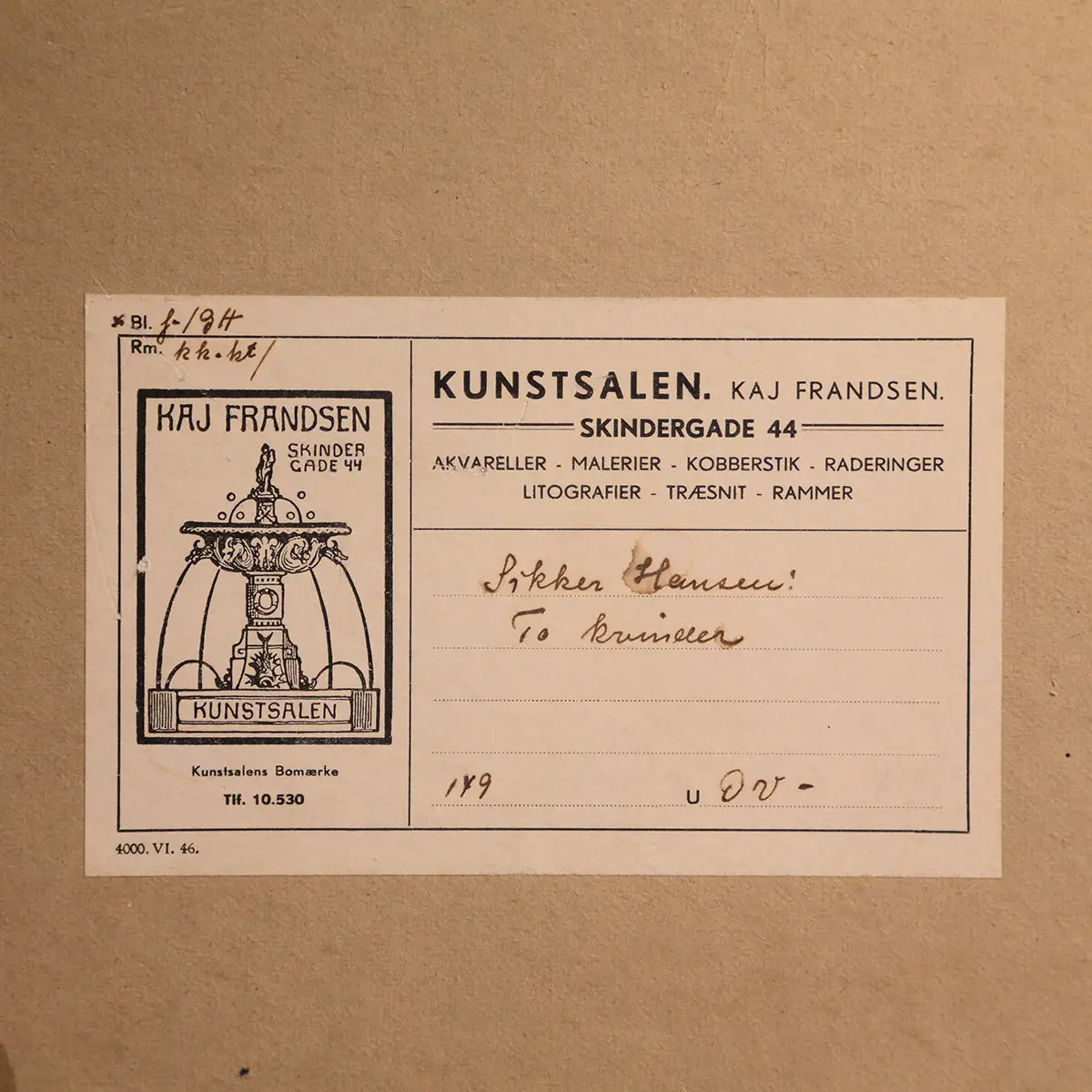 Aage Sikker Hansen – Siddende model fra 1943 i tidstypisk træramme - Billede 6