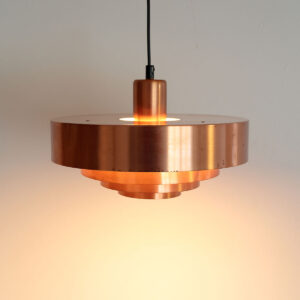Jo Hammerborg Roulet pendel i kobber for Fog & Mørup, dansk design fra 1960’erne med original patina og ny sort ledning.