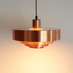 Jo Hammerborg Roulet pendel i kobber for Fog & Mørup, dansk design fra 1960’erne med original patina og ny sort ledning.