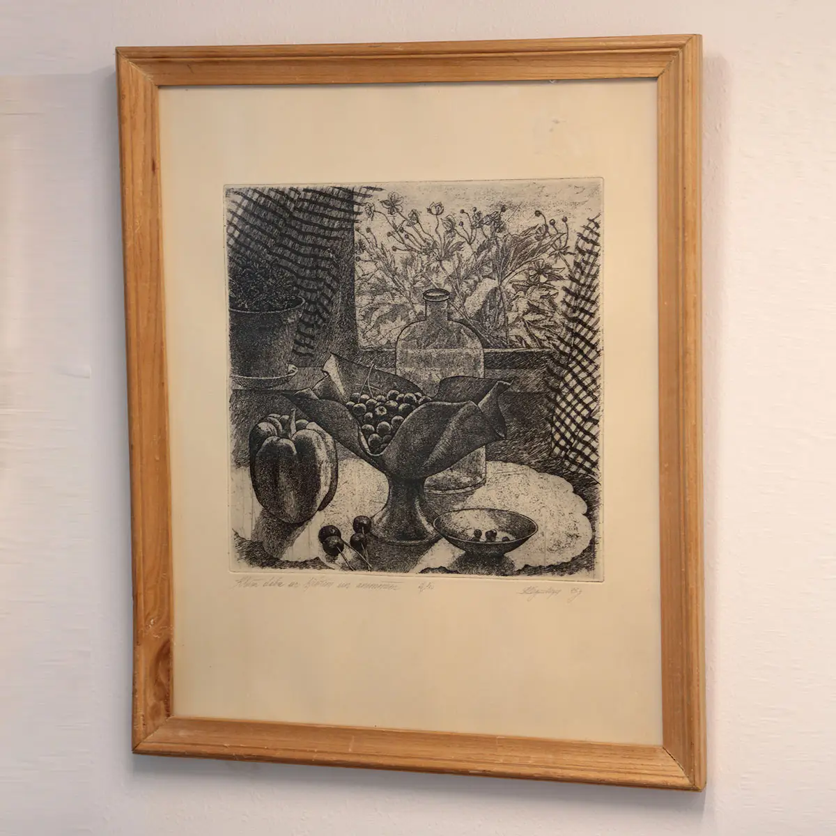 Ritma Zikmane-Lagzdiņa – original radering, stilleben fra 1993 - Billede 2