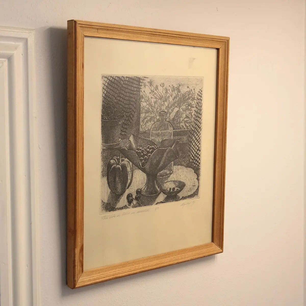 Ritma Zikmane-Lagzdiņa – original radering, stilleben fra 1993 - Billede 3