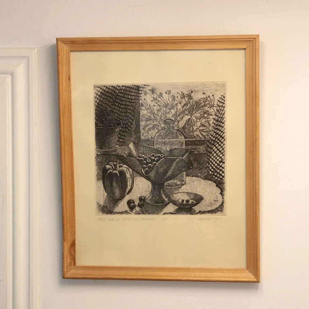 Ritma Zikmane-Lagzdiņa – original radering, stilleben fra 1993 - Billede 4