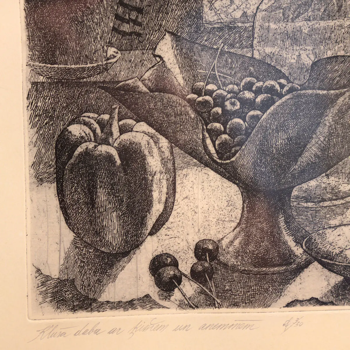 Ritma Zikmane-Lagzdiņa – original radering, stilleben fra 1993 - Billede 6