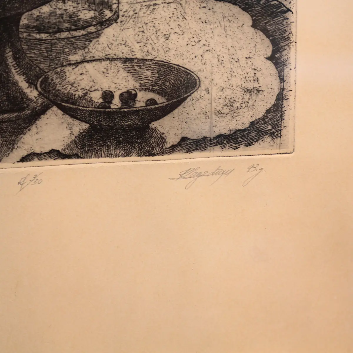 Ritma Zikmane-Lagzdiņa – original radering, stilleben fra 1993 - Billede 7