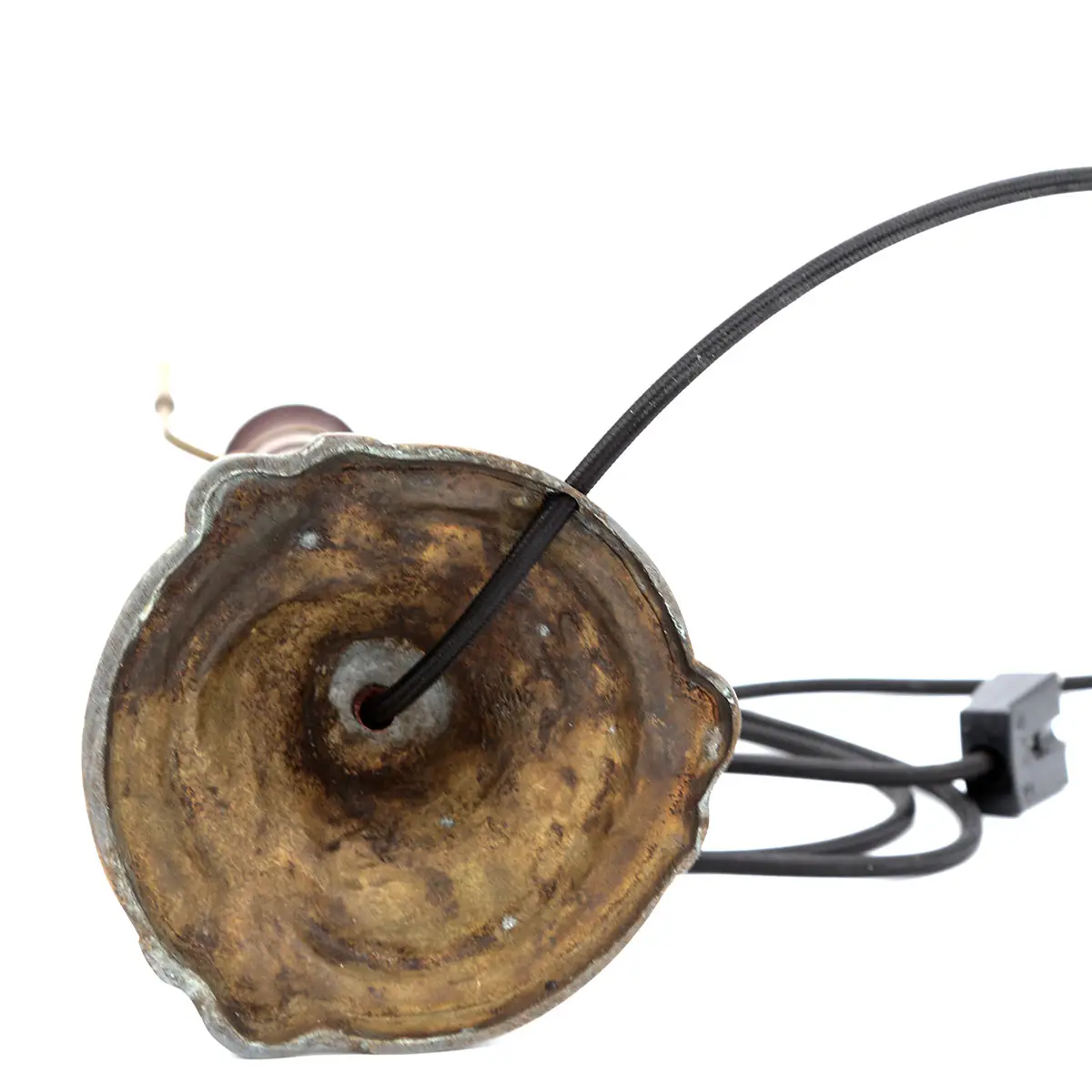 Antik fransk bordlampe i rokokostil med dekorativt bladværk og bakelitfatning - Billede 7